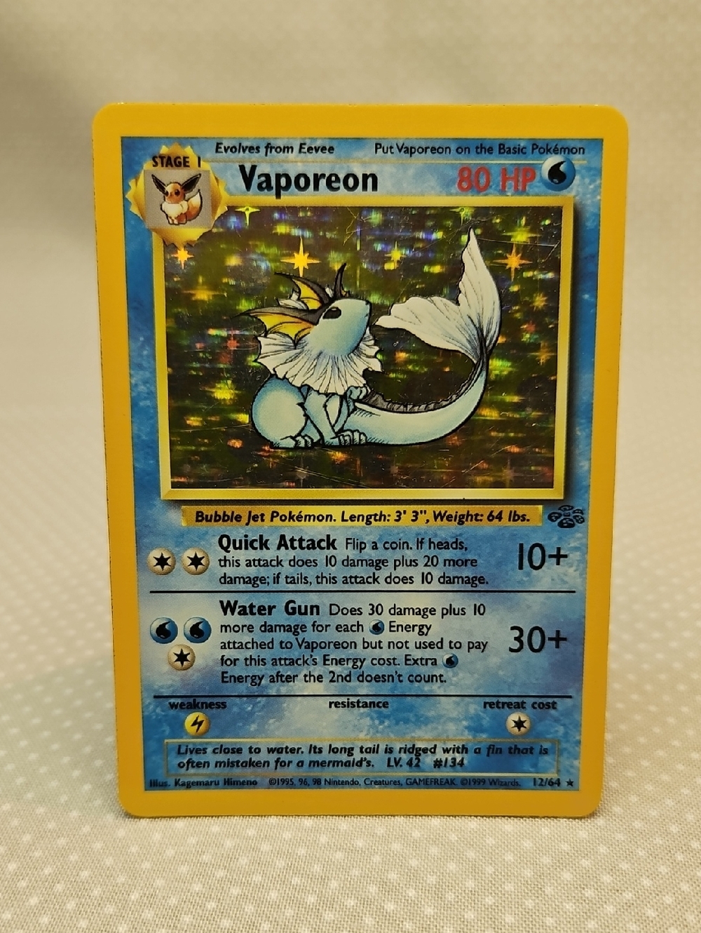 1999 Pokemon Vaporeon 12/64 Jungle Holo Lot 3